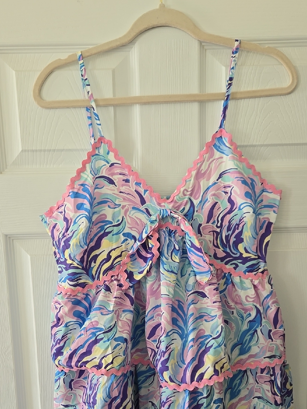 NWT Simply Southern Tiered Pastel Watercolor Swirl Spaghetti Strap Dress - Picture 3 of 7